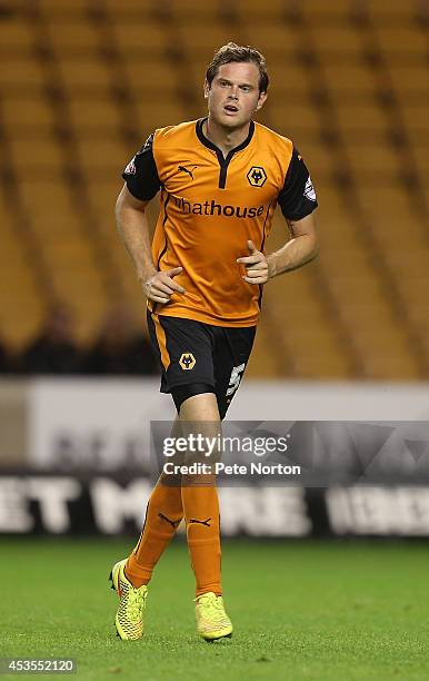 Richard Stearman of Wolverhampton Wanderers in action during the Capital One Cup First Round match between Wolverhampton Wanderers and Northampton...