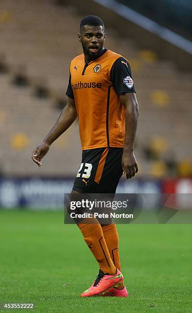 Ethan Ebanks-Landell of Wolverhampton Wanderers in action during the Capital One Cup First Round match between Wolverhampton Wanderers and...