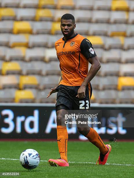 Ethan Ebanks-Landell of Wolverhampton Wanderers in action during the Capital One Cup First Round match between Wolverhampton Wanderers and...