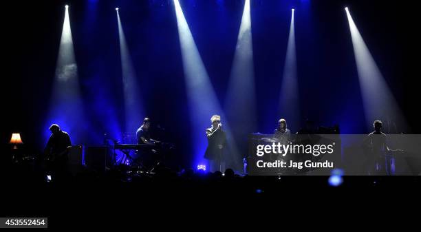 Ian McCulloch the lead singer of Echo and the Bunnymen perform on stage at The Danforth Music Hall on August 12, 2014 in Toronto, Canada.