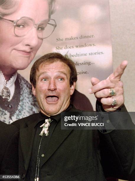 File picture taken on November 22, 1993 in Beverly Hills, shows US actor Robin Williams posing before a premiere of "Mrs Doubtfire". Oscar-winning...