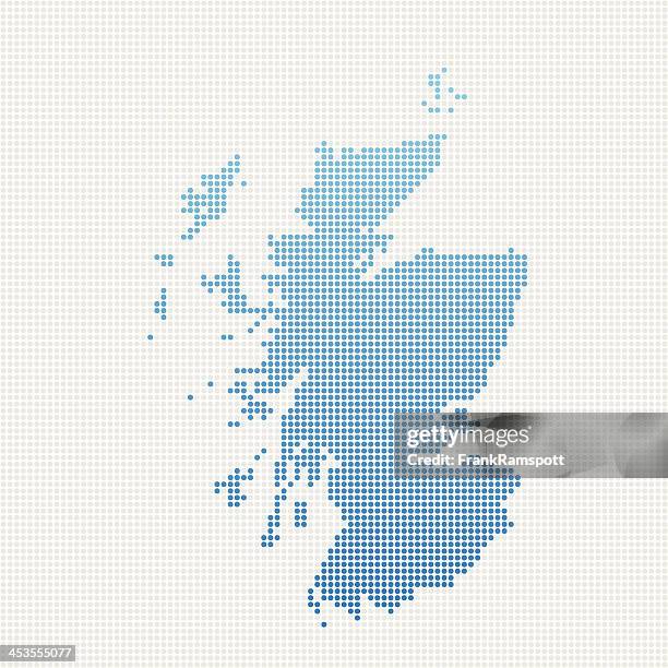 stockillustraties, clipart, cartoons en iconen met scotland map blue dot pattern - scotland