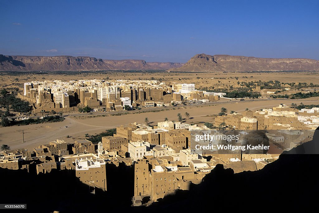 Yemen, Wadi Hadramawt, View Of Shibam From Hill, 'manhattan...