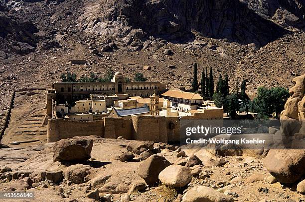Egypt, Sinai Peninsula, View Of St. Catherine's Monastery, Founded In 342 A.d.