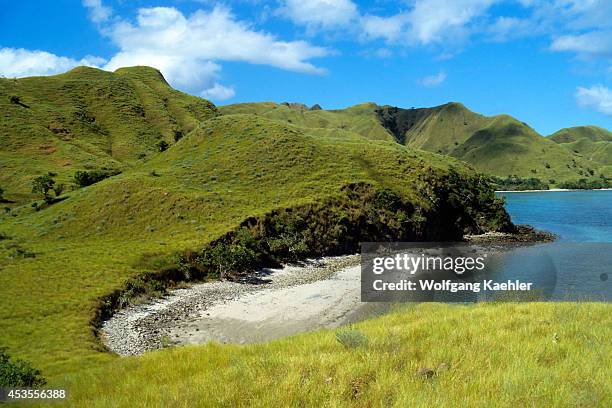 Indonesia, Komodo Island, View Of The Coast With Beaches.