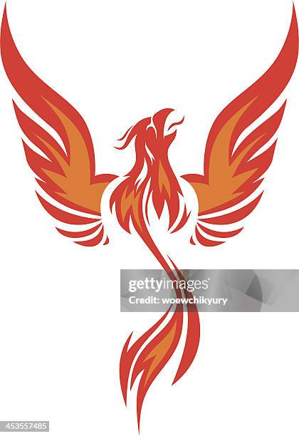 phoenix vector - eagle wing tattoos stock illustrations