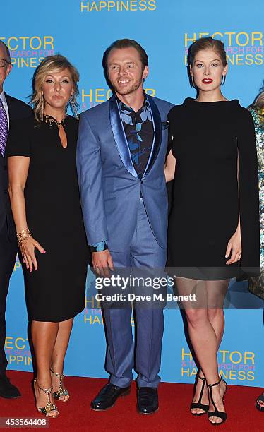 Tracy-Ann Oberman, Simon Pegg and Rosamund Pike attend the UK Premiere of "Hector And The Search For Happiness" at Empire Leicester Square on August...