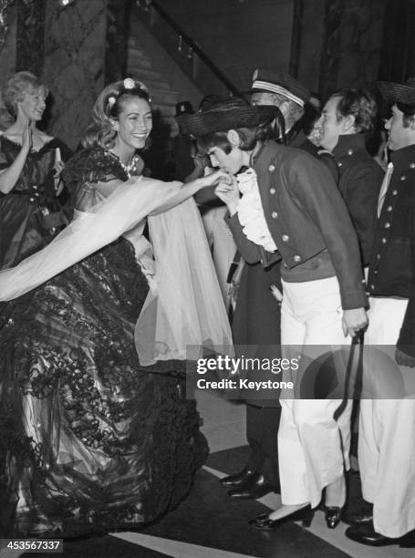 Hélène Rochas , the wife of French fashion designer Marcel Rochas, at the centenary ball which she organised at the Opera de Monte-Carlo, Monaco,...