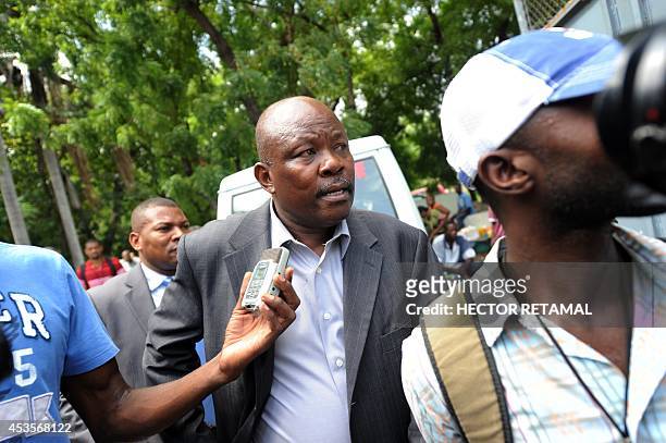 Mario Joseph attorney for former Haitian president Jean Bertrand Aristide arrives at court in Port au Prince, on August 13, 2014 to appear before...