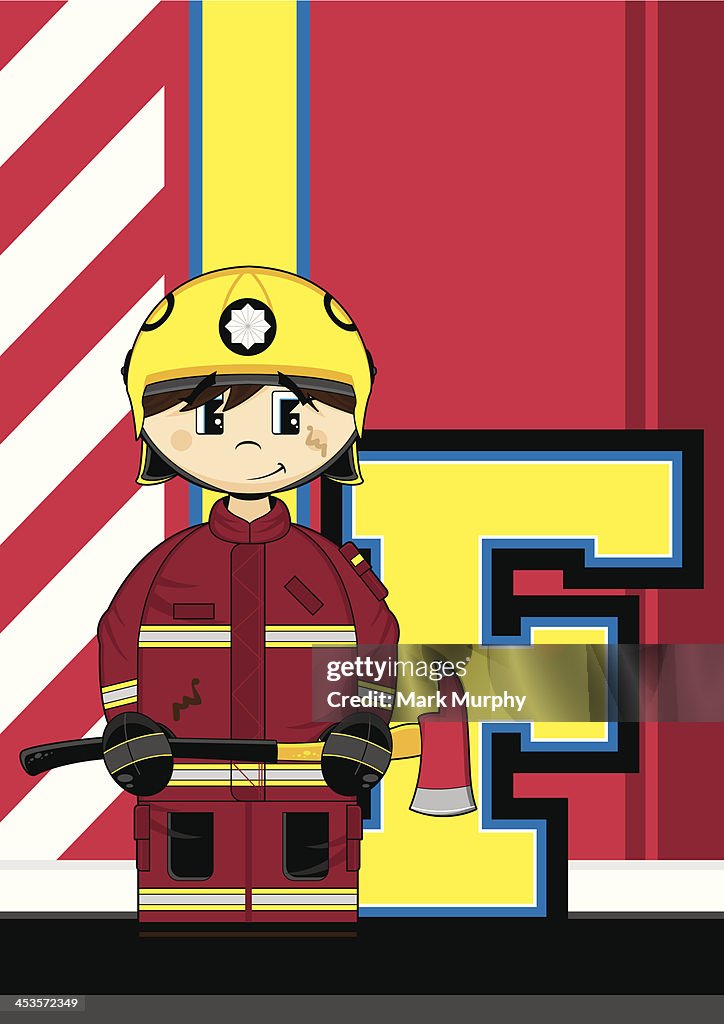 Cute Firefighter Letter F