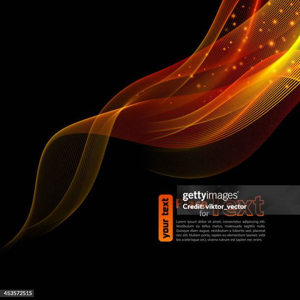 abstract red and gold wave design on black background - red gold party stock illustrations