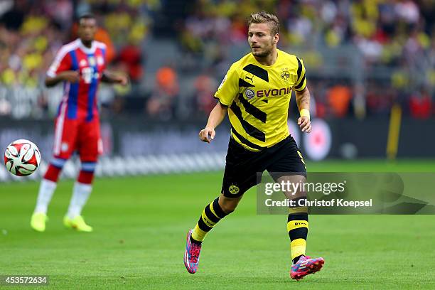 Ciro Immobile of Dortmund runs with the ball during the DFL Supercup match between Borussia Dortmund and FC Bayern Muenchen at Signal Iduna Park on...