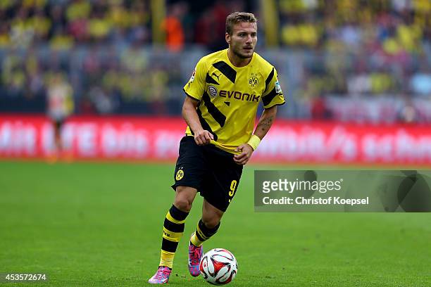 Ciro Immobile of Dortmund runs with the ball during the DFL Supercup match between Borussia Dortmund and FC Bayern Muenchen at Signal Iduna Park on...