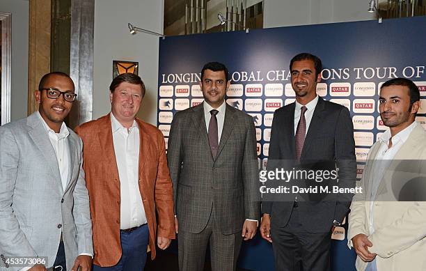 Bassem Hassan Mohammed, Jan Tops, Hamad Al Attiyah and Sheikh Ali Bin Khalid Al Thani and Ali Yousef Al Rumaihi attends the 2014 Longines Global...