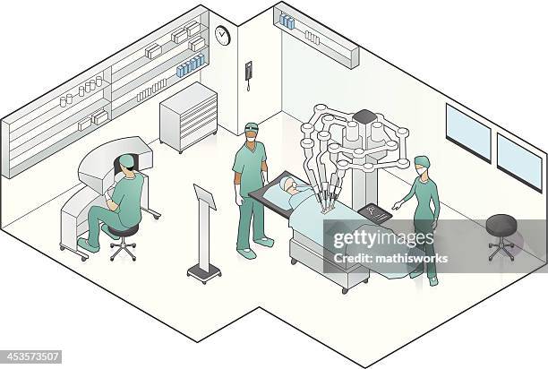 stockillustraties, clipart, cartoons en iconen met robot assisted surgery - chirurgie