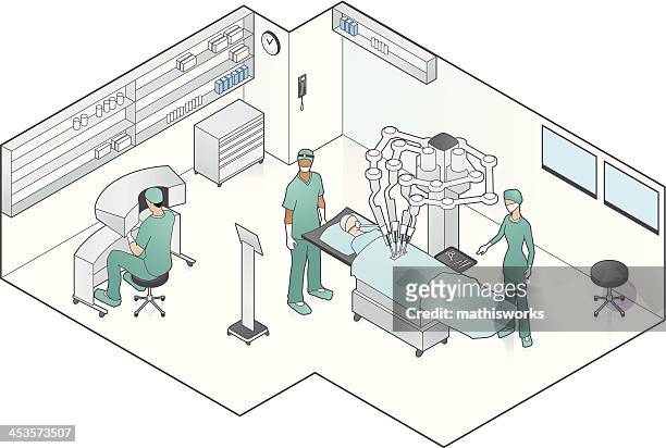 robot assisted surgery - surgeon stock illustrations
