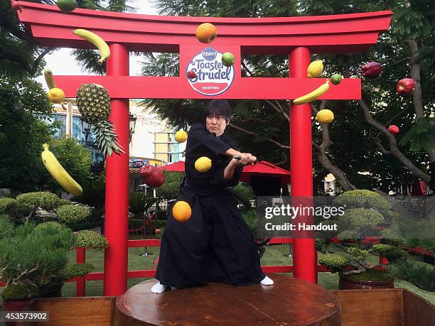 Expert Swordsman Isao Machii takes on Fruit Ninja in REAL Life at The Grove in Los Angeles to celebrate Toaster Strudel's new product recipe now made...
