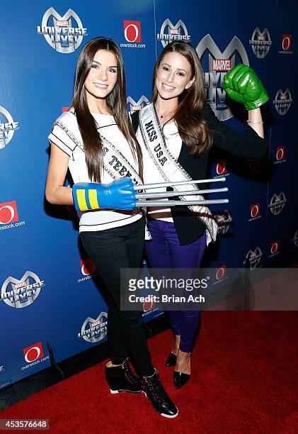 Miss USA, Nia Sanchez and Miss Teen USA, K. Lee Graham attend Marvel Universe LIVE! NYC World Premiere on August 13, 2014 in New York City.