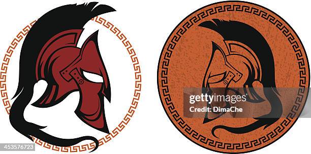 stockillustraties, clipart, cartoons en iconen met ancient warrior helmet - klassiek grieks