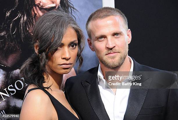Actor Tobias Santelmann and guest arrive at the Los Angeles Premiere 'Hercules' on July 23, 2014 at TCL Chinese Theatre in Hollywood, California.