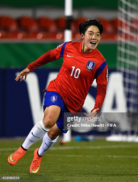 Lee Geummin of Korea Republic in action during the FIFA U-20 Women's World Cup Canada 2014 Group D match between Korea Republic and Mexico at the...