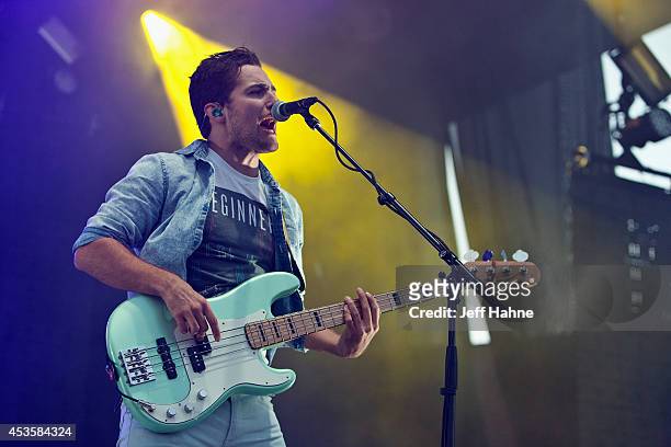Walk the Moon bassist Kevin Ray performs in concert at the Uptown Amphitheatre on August 13, 2014 in Charlotte, North Carolina.