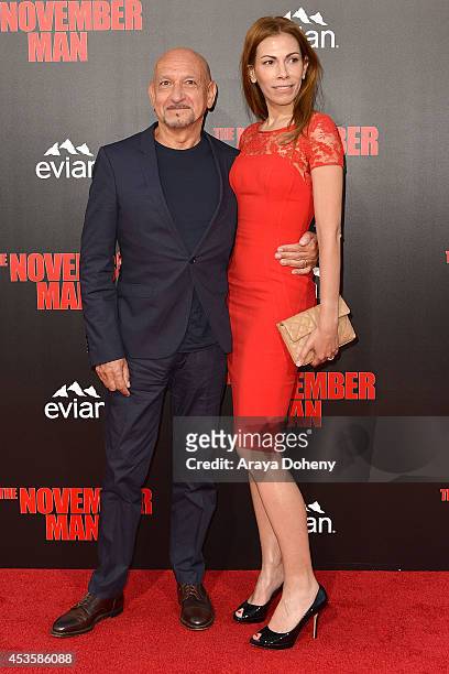 Sir Ben Kingsley and wife Daniela Lavender arrive at "The November Man" - Los Angeles Premiere at TCL Chinese Theatre on August 13, 2014 in...