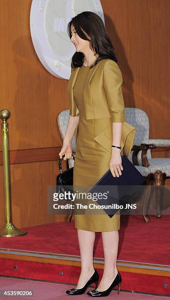 Lee Young-Ae is nominated as ambassador for ASEAN summit at MOFA on August 13, 2014 in Seoul, South Korea.