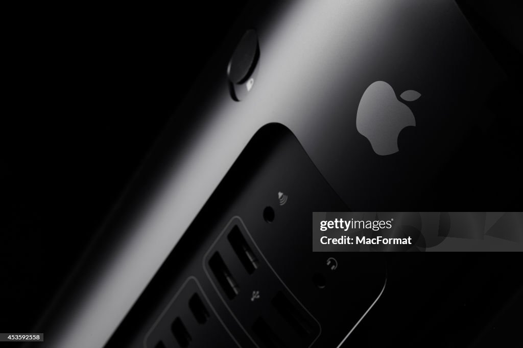Apple Computer 2014 Detail of a 2014 Apple Mac Pro desktop computer, taken on January 6 ...