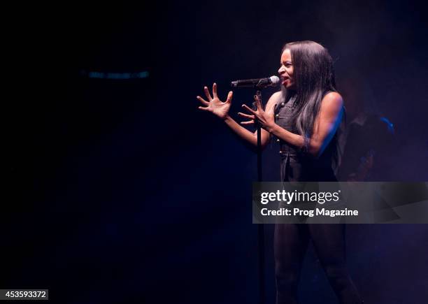 Vocalist Erika Jerry of American progressive rock group Trans-Siberian Orchestra performing live on stage at the Hammersmith Apollo in London, on...