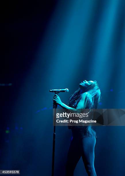 Vocalist Erika Jerry of American progressive rock group Trans-Siberian Orchestra performing live on stage at the Hammersmith Apollo in London, on...
