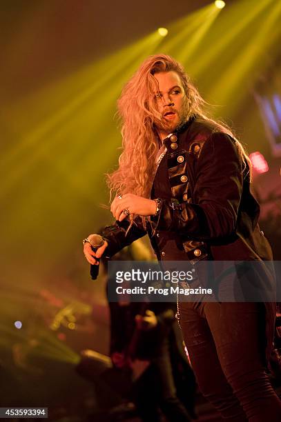 Vocalist Nathan James of American progressive rock group Trans-Siberian Orchestra performing live on stage at the Hammersmith Apollo in London, on...