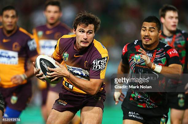Lachlan Maranta of the Broncos in action during the round 23 NRL match between the South Sydney Rabbitohs and the Brisbane Broncos at ANZ Stadium on...