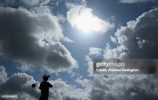 Nicolas Colsaerts of Belgium hits his tee-shot on the third hole during the first round of the Made In Denmark at Himmerland Golf & Spa Resort on...