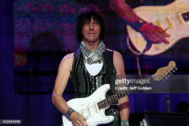 Jeff Beck performs at The Greek Theatre on August 13, 2014 in Los Angeles, California.