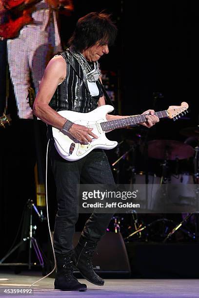 Jeff Beck performs at The Greek Theatre on August 13, 2014 in Los Angeles, California.