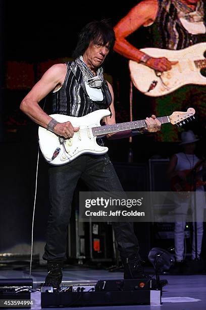 Jeff Beck performs at The Greek Theatre on August 13, 2014 in Los Angeles, California.