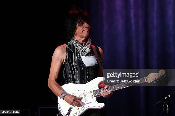 Jeff Beck performs at The Greek Theatre on August 13, 2014 in Los Angeles, California.