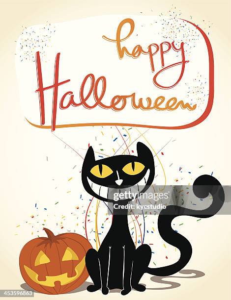 halloween celebration - mischievous cat stock illustrations