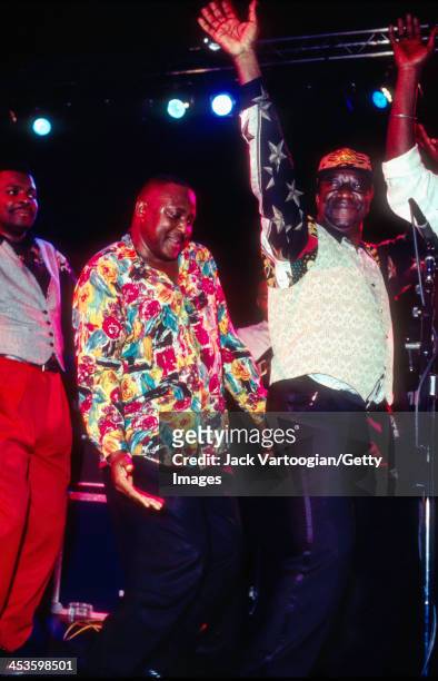 African singer, songwriter, and band leader Tabu Ley Rochereau from the Democratic Republic of the Congo leads his band Afrisa International at...