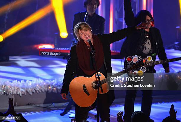 Robby Takac and John Rzeznik of the Goo Goo Dolls perform during 81st Annual Rockefeller Center Christmas Tree Lighting Ceremony at Rockefeller...