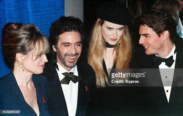 From left to right, director Lyndall Hobbs, actor Al Pacino, actress Nicole Kidman and actor Tom Cruise at the 50th Annual Golden Globe Awards, USA,...