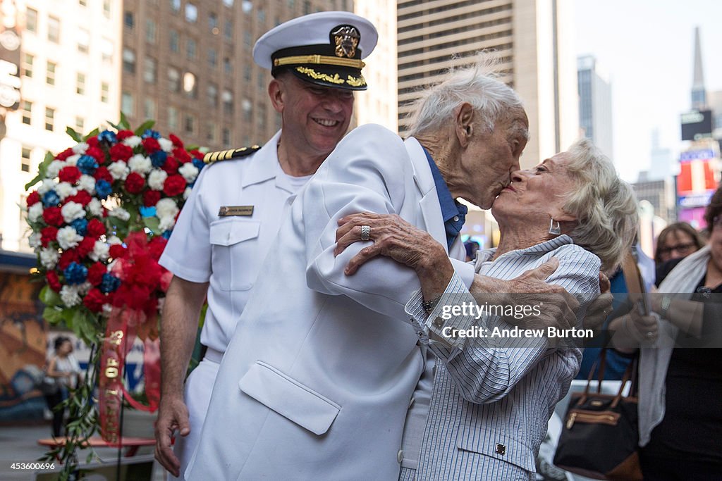 Veterans Participate In Times Square Event Marking End Of WWII