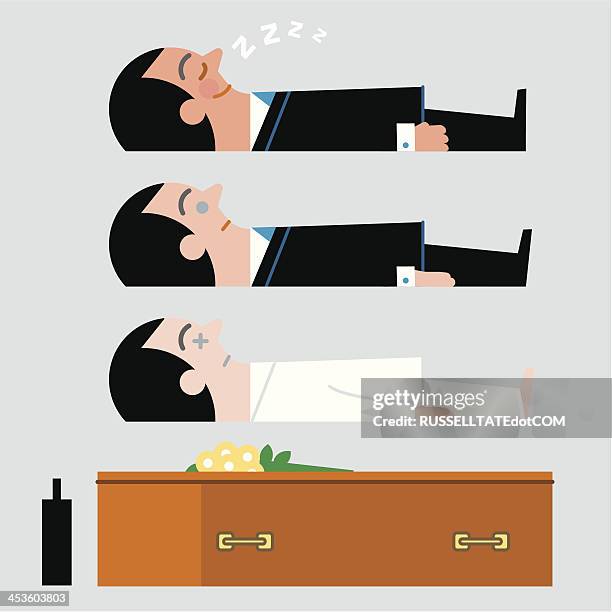 infographic. sleeping …or dead! - coffin stock illustrations