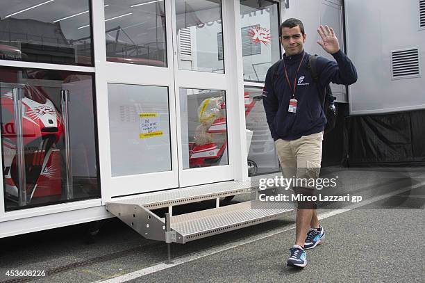 Danilo Petrucci of Italy and Ioda Racing Project walks in paddock during the MotoGp of Czech Republic - Previews at Brno Circuit on August 14, 2014...