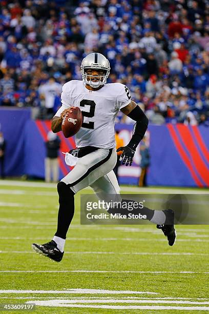 Terrelle Pryor of the Oakland Raiders in action against the New York Giants at MetLife Stadium on November 10, 2013 in East Rutherford, New Jersey....