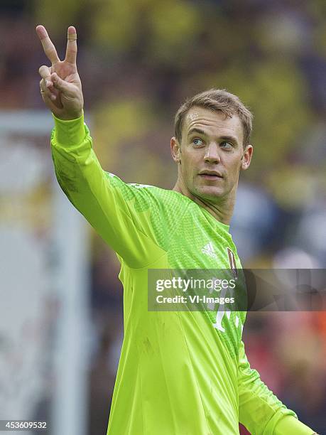 Goalkeeper Manuel Neuer of Bayern Munich during the DFL Supercup 2014 match between Bayern Munich on August 13, 2014 at the Signal Iduna Park stadium...