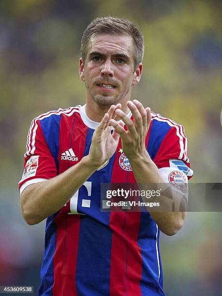 Philipp Lahm of Bayern Munich during the DFL Supercup 2014 match between Bayern Munich on August 13, 2014 at the Signal Iduna Park stadium in...