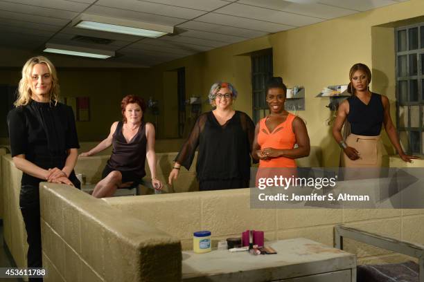 The cast of Orange is the New Black, Taylor Schilling, Kate Mulgrew, creator Jenji Kohan, Uzo Aduba and Laverne Cox are photographed for Los Angeles...