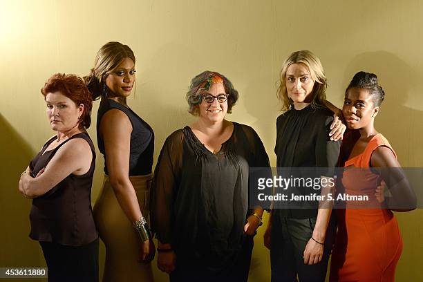 The cast of Orange is the New Black, Kate Mulgrew, Laverne Cox, creator Jenji Kohan, Taylor Schilling and Uzo Aduba are photographed for Los Angeles...